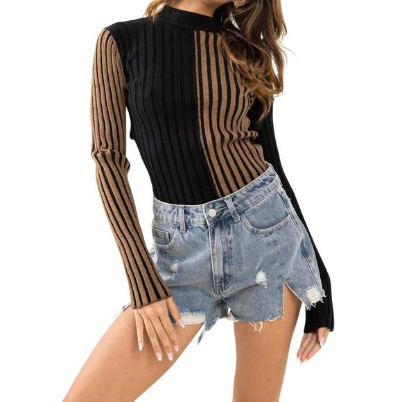 NEW CES FEMME two tone sweater in black/mocha - Picture 1 of 3